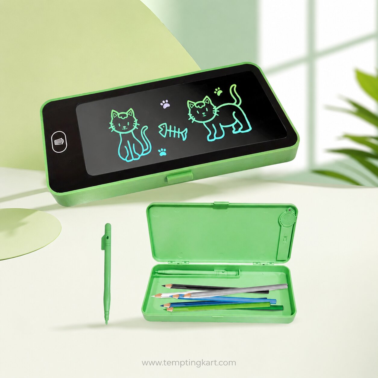 2-in-1 LCD Digital Slate | Stationery Box for Kids