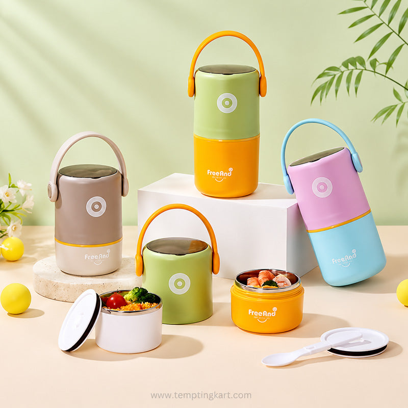2-Tier Stackable Insulated Lunch Box – Hot & Cold Leak-Proof Food Container