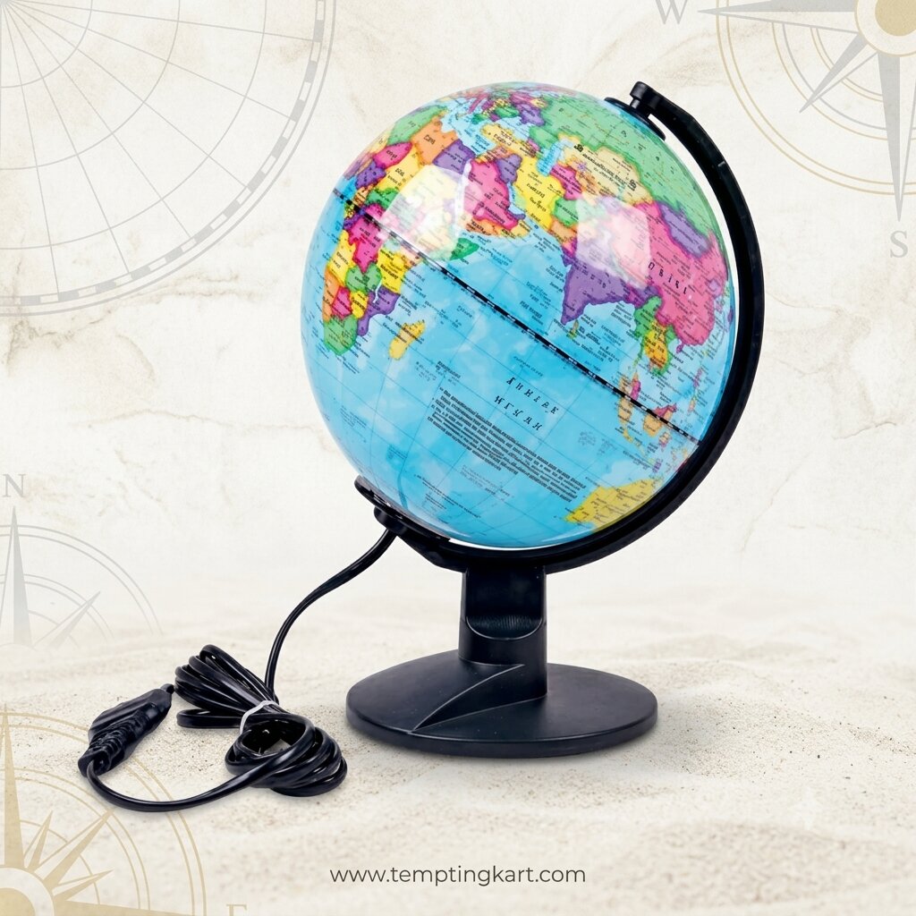 47cm Illuminated LED World Globe for Students & Kids – Educational Desk Globe with Political Map and Night Lamp Function