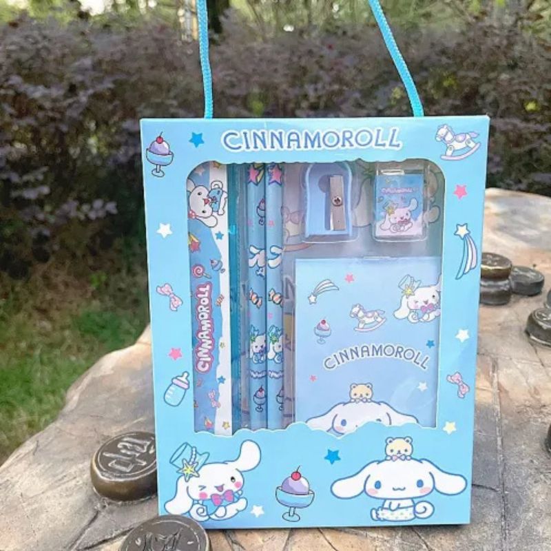 Stationery Set | 6-Piece Cute School Supplies Kit for Students – Notebook, Pencil, Eraser, Crayons, Sharpener & Ruler