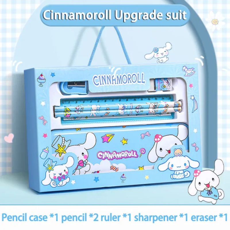 Stationery Set | 6-Piece Cute School Supplies Kit for Students – Notebook, Pencil, Eraser, Crayons, Sharpener & Ruler