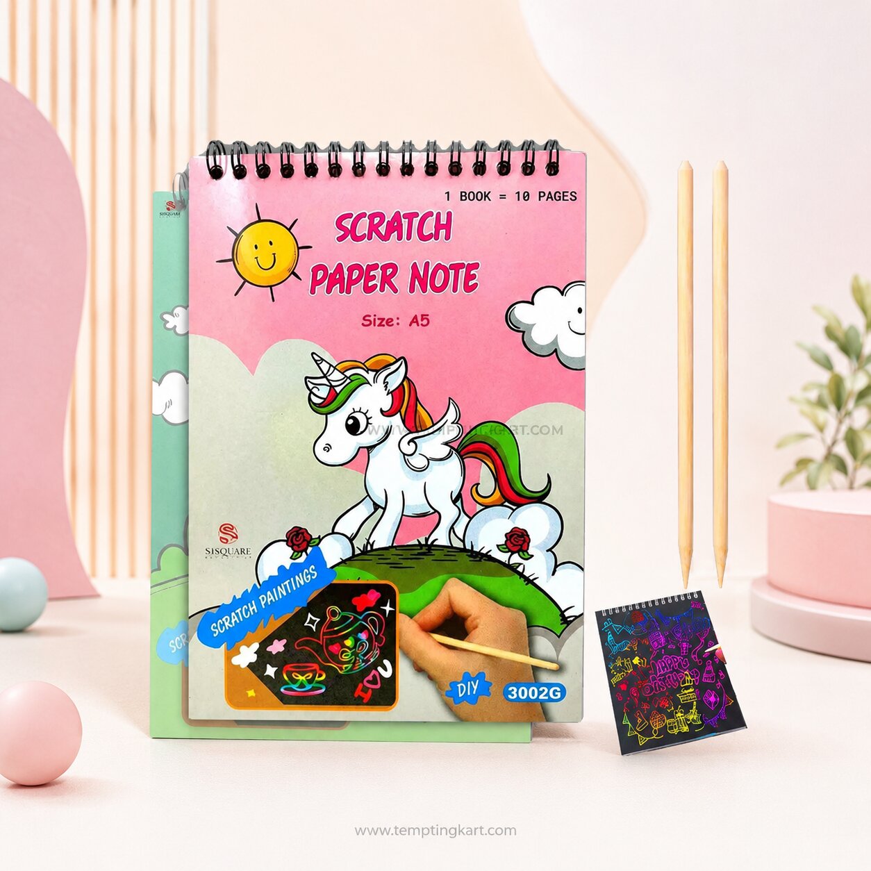 A5 Scratch Note Book with Wooden Pencil for Kids | Scratch Book