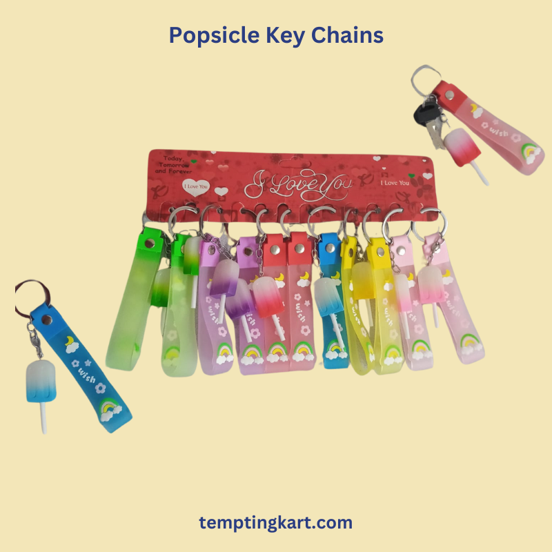 Popsicle Shape Soft Silicone Rubber Key Chain for Kids | Key Chains