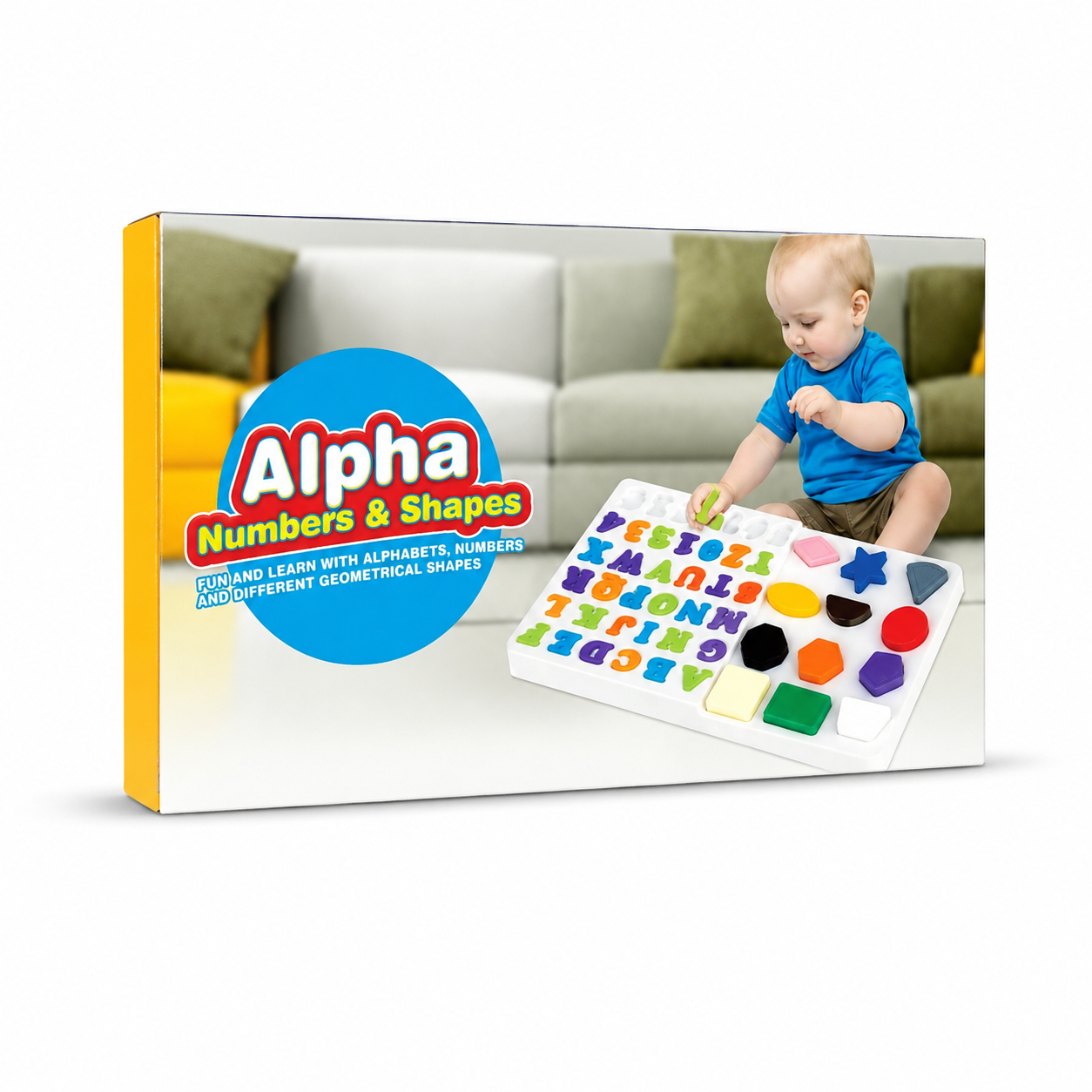 Alpha Numbers & Shapes Educational Wooden Puzzle Board for Kids | Alphabet, Numbers & Shape Learning Toy