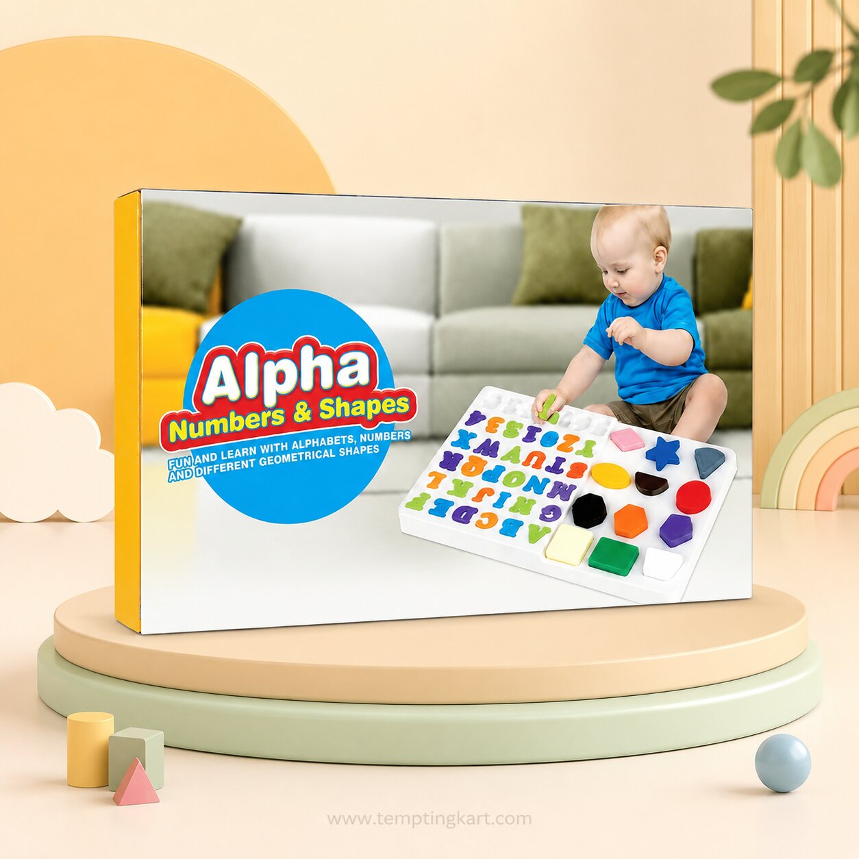 Alpha Numbers & Shapes Educational Wooden Puzzle Board for Kids | Alphabet, Numbers & Shape Learning Toy