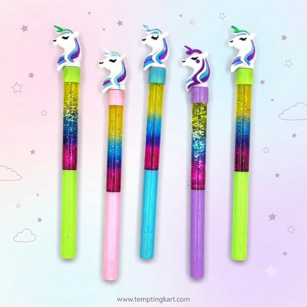 Beautiful Unicorn Glitter Water Gel Pens for Kids and Students