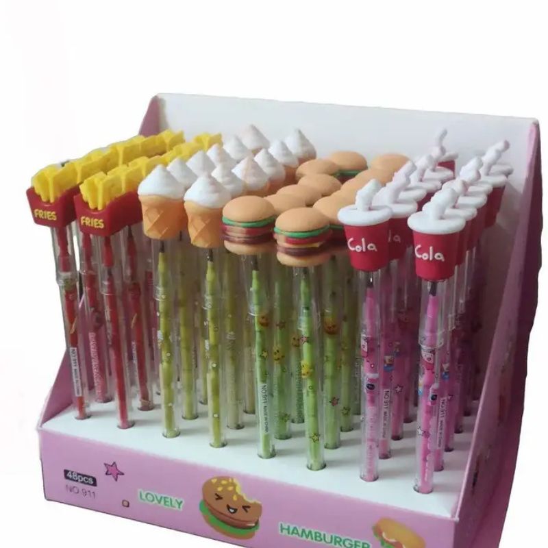 Creative Clutch Pencil Set with Burger, Pizza, and Fries Design