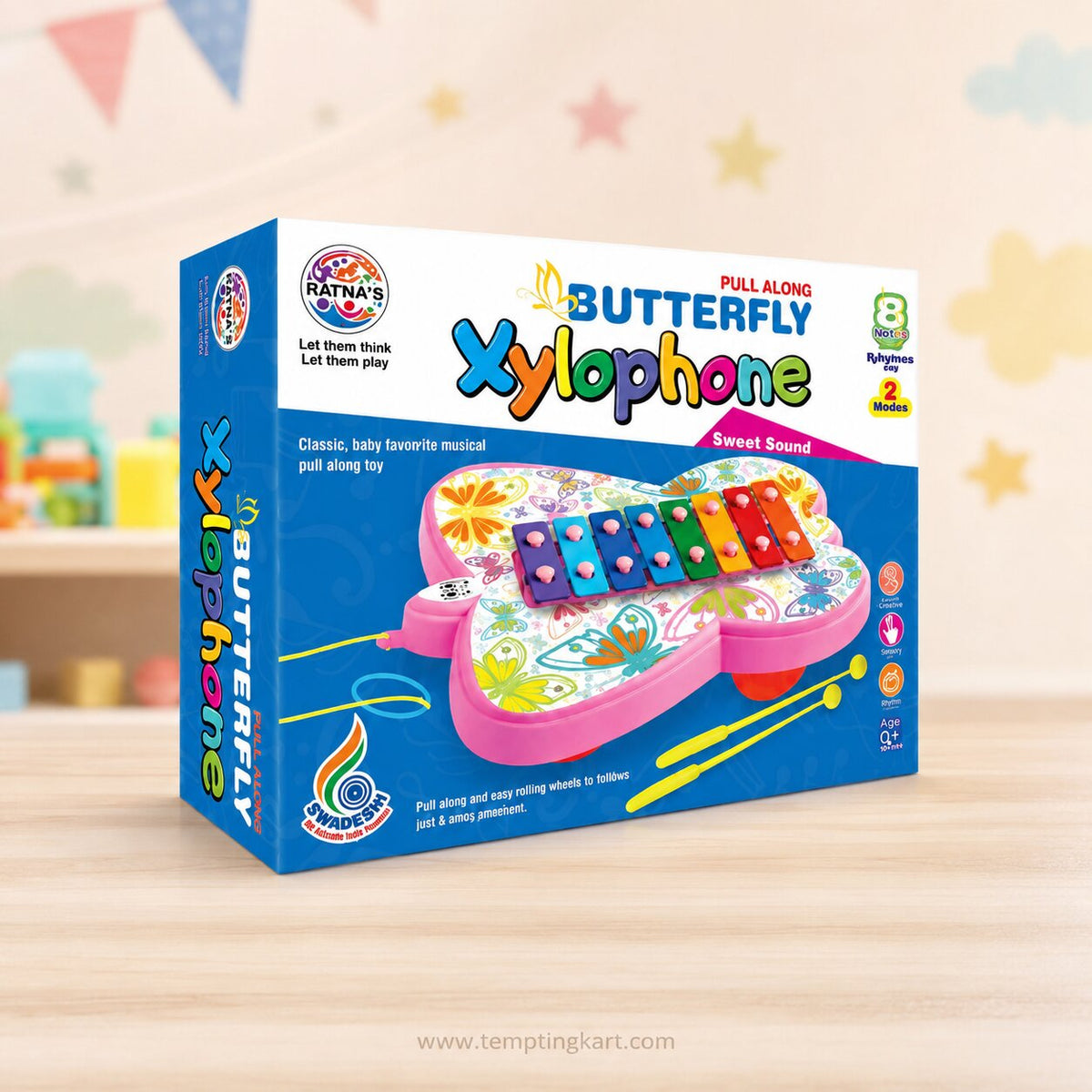Butterfly Xylophone Musical Toy for Kids | Colorful Educational Instrument with Sticks