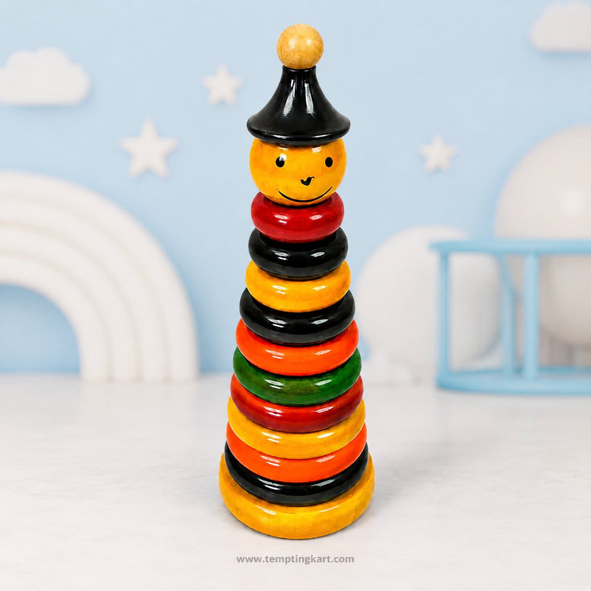 Channapatna Toys | Wooden Ring Stacker Toy | Handmade Educational Stacking & Sorting Toy for Kids