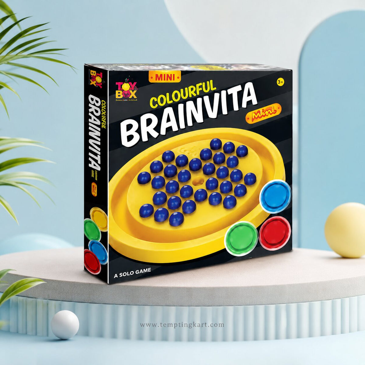 Colourful Brainvita Mini Strategy Board Game for Kids & Adults | Classic Peg Solitaire Puzzle Game | Travel-Friendly Educational Toy