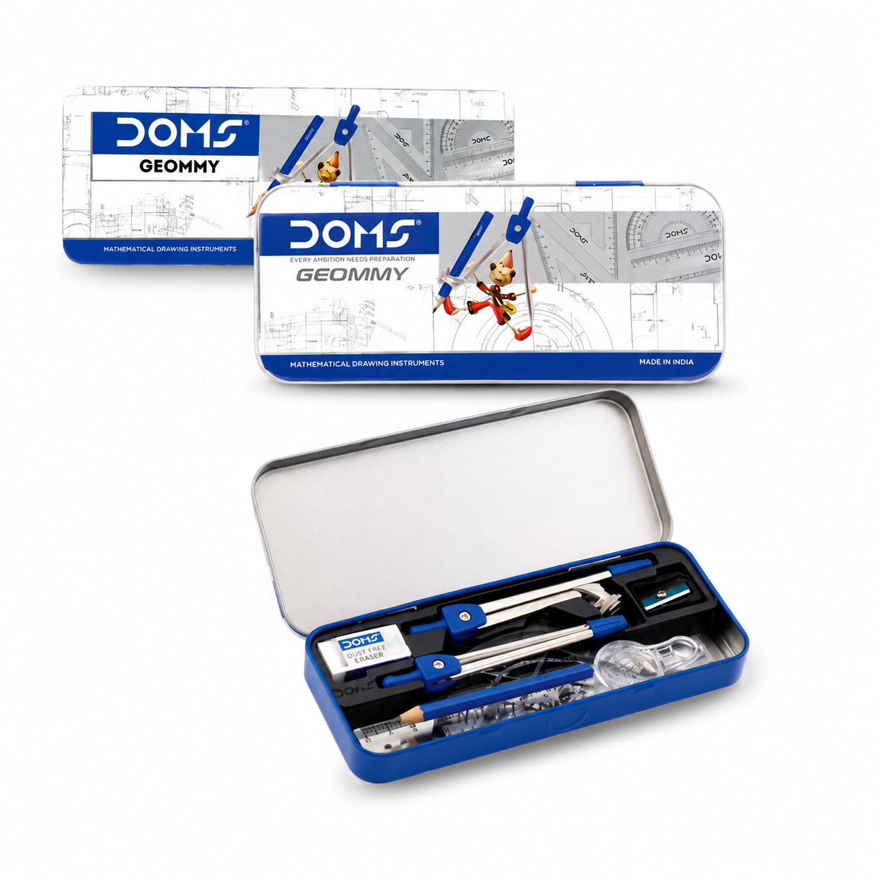 DOMS Geommy Mathematical Drawing Instrument Box | Geometry Box Set for Students | Compass, Divider, Protractor & Accessories