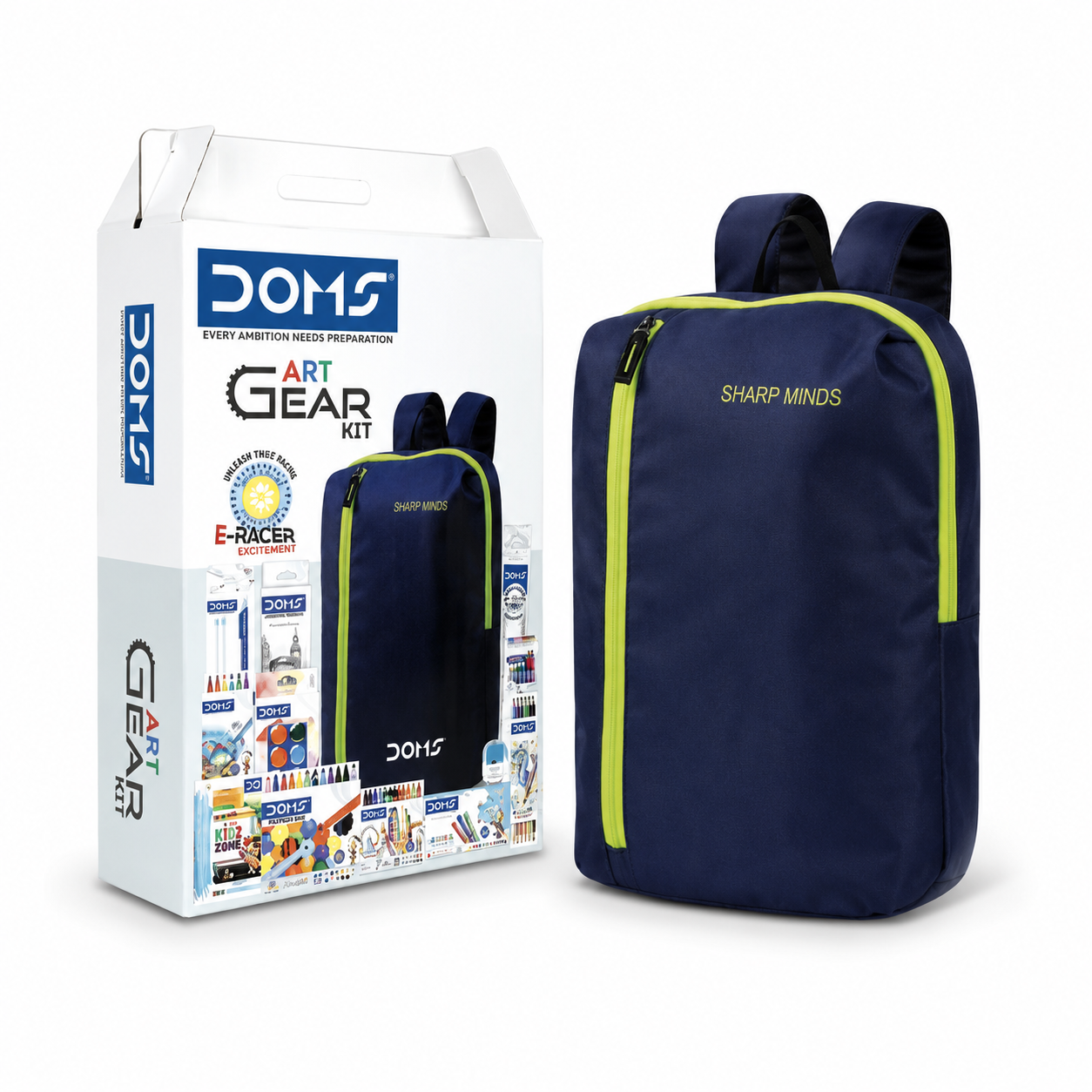 DOMS Art Gear Kit with Reusable Backpack – Complete Art & Coloring Set for Kids | Ideal Gift for Young Artists