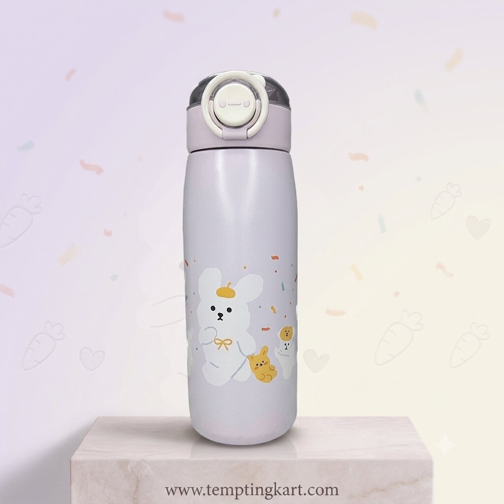 Cute Animals Kids Sipper Bottle – 470ml, Insulated & Leak-Proof