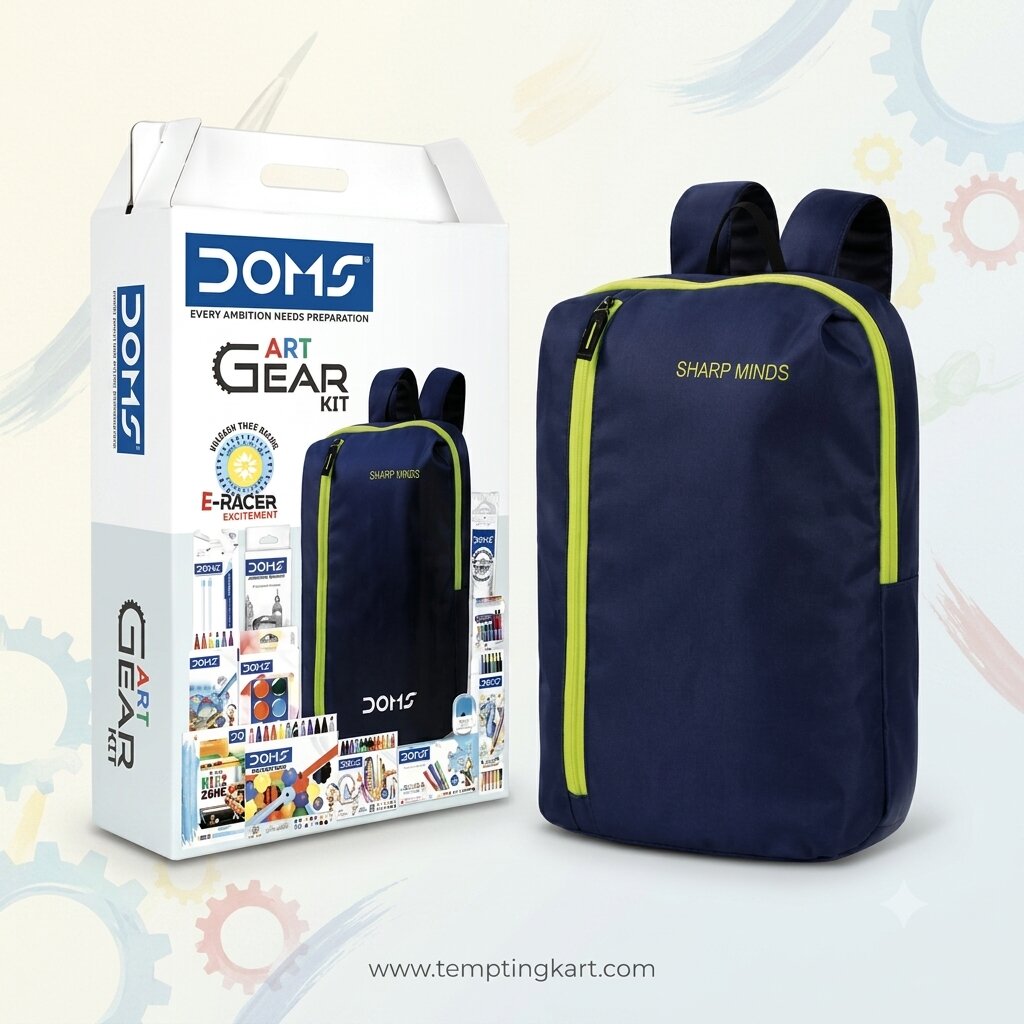 DOMS Art Gear Kit with Reusable Backpack – Complete Art & Coloring Set for Kids | Ideal Gift for Young Artists