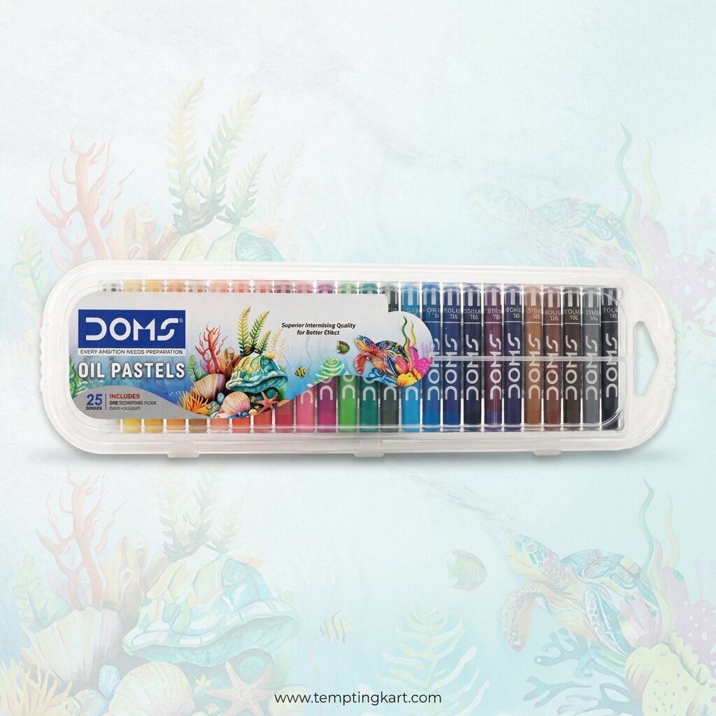 DOMS Oil Pastels 25 Shades with Scraping Tool | Smooth Blendable Non-Toxic Art Colours for Kids & Artists