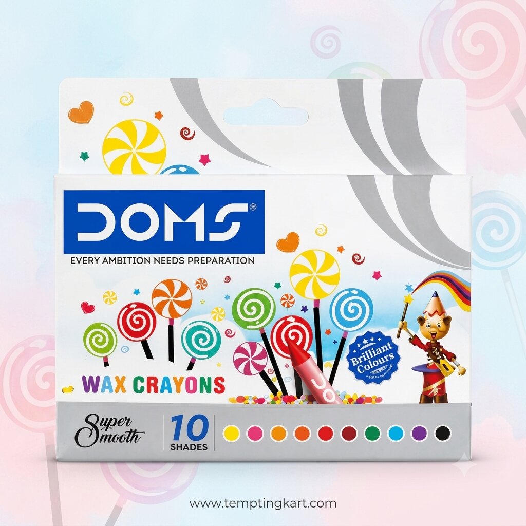 DOMS Wax Crayons 10 Shades | Smooth Coloring Crayons for Kids, School & Art Projects