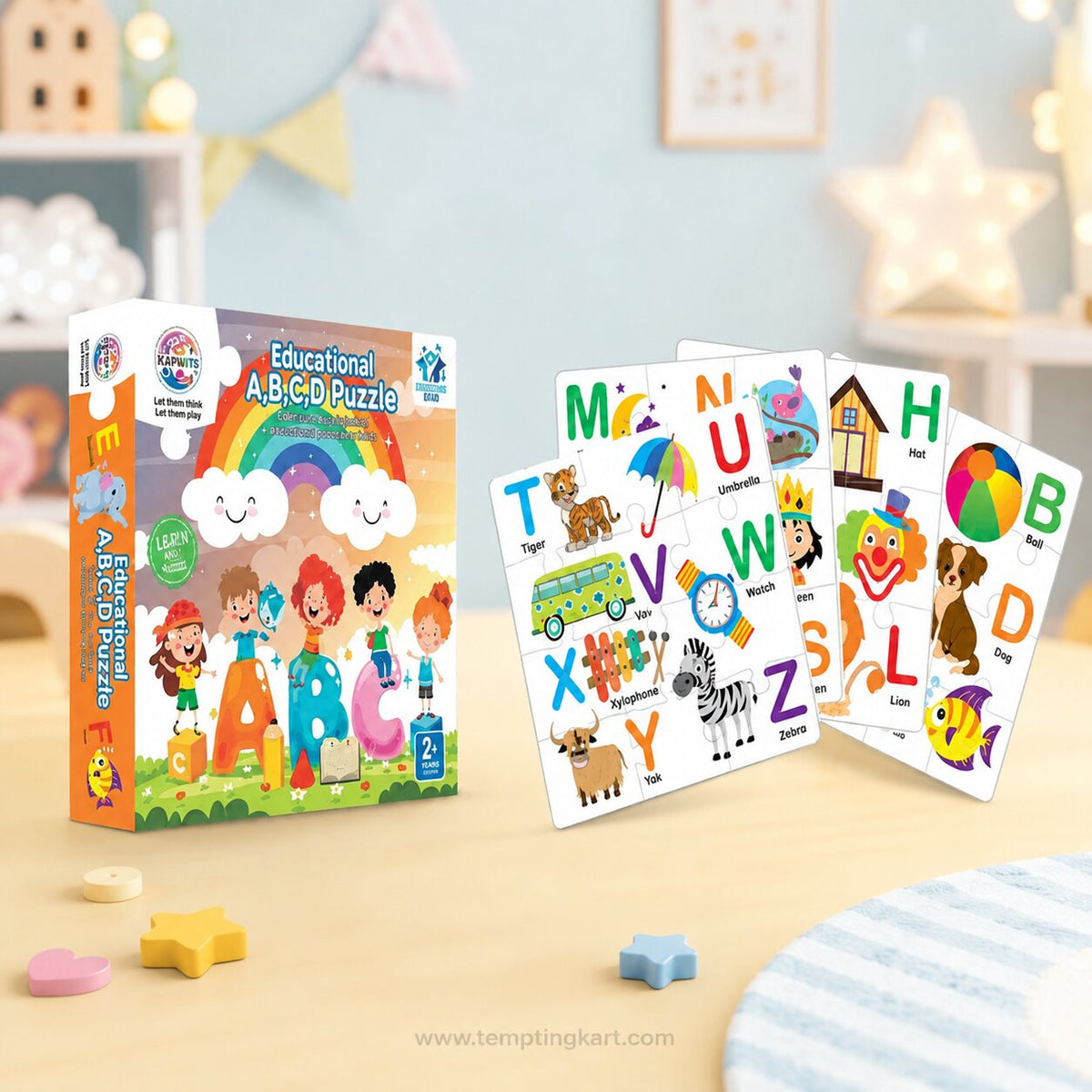 Educational ABCD Jigsaw Puzzle for Kids – Alphabet Learning Board Game with Picture Matching Cards