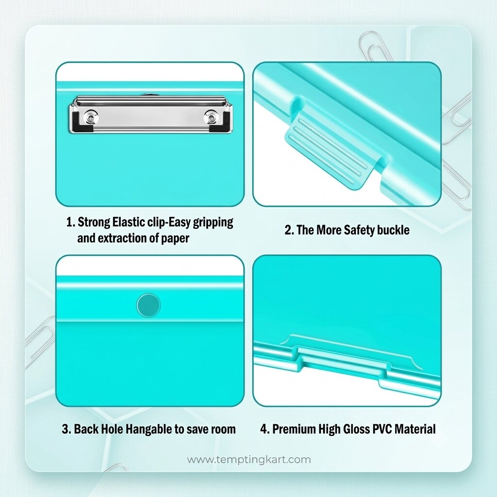 Exam Clipboard | A4 Plastic Storage Clipboard with Pen Holder