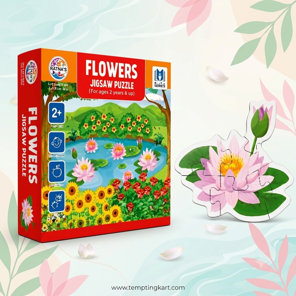 Flowers Jigsaw Puzzle for Kids – 4-in-1 Educational Flower Puzzle Set (Ages 2+)
