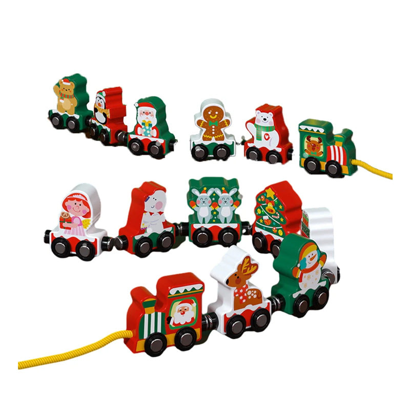 Wooden Christmas Train Set | Handmade Wooden Pull Along Toy | Channapatna Toys