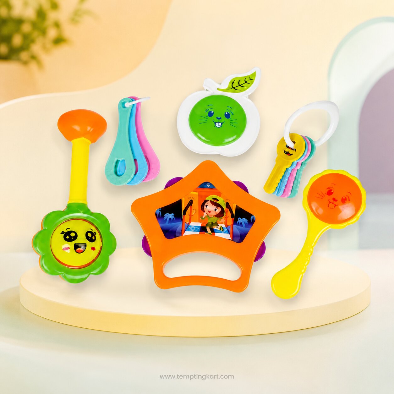 Infants Rattle Set 6 Pieces Baby Toy Set | Colorful Educational Rattles for Newborns & Toddlers