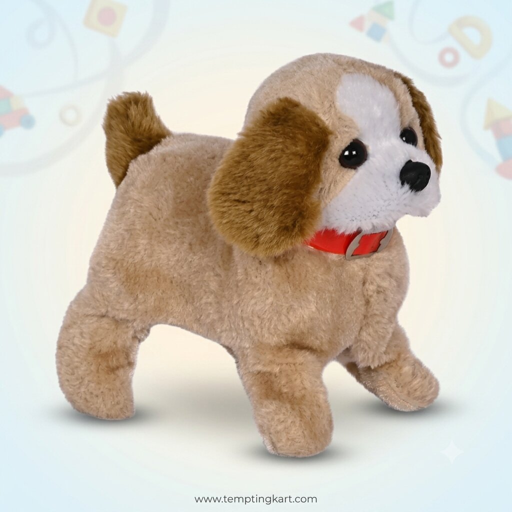 Jumping, Walking & Barking Dog Soft Toy | Battery Operated Back Flip Puppy Toy for Kids