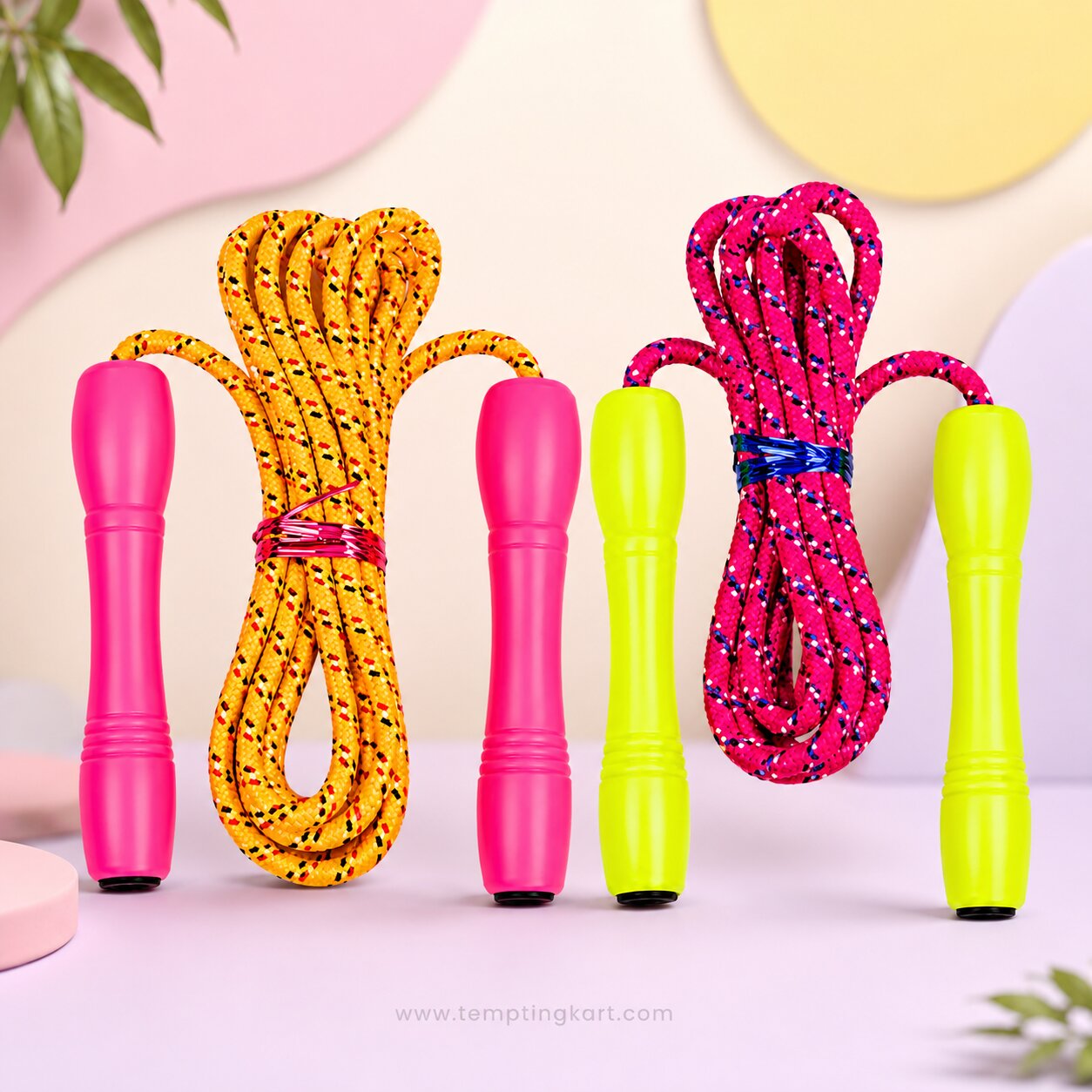 Kids Cotton & Nylon Skipping Rope with Plastic Handles – Lightweight Jump Rope for Indoor & Outdoor Fitness Play