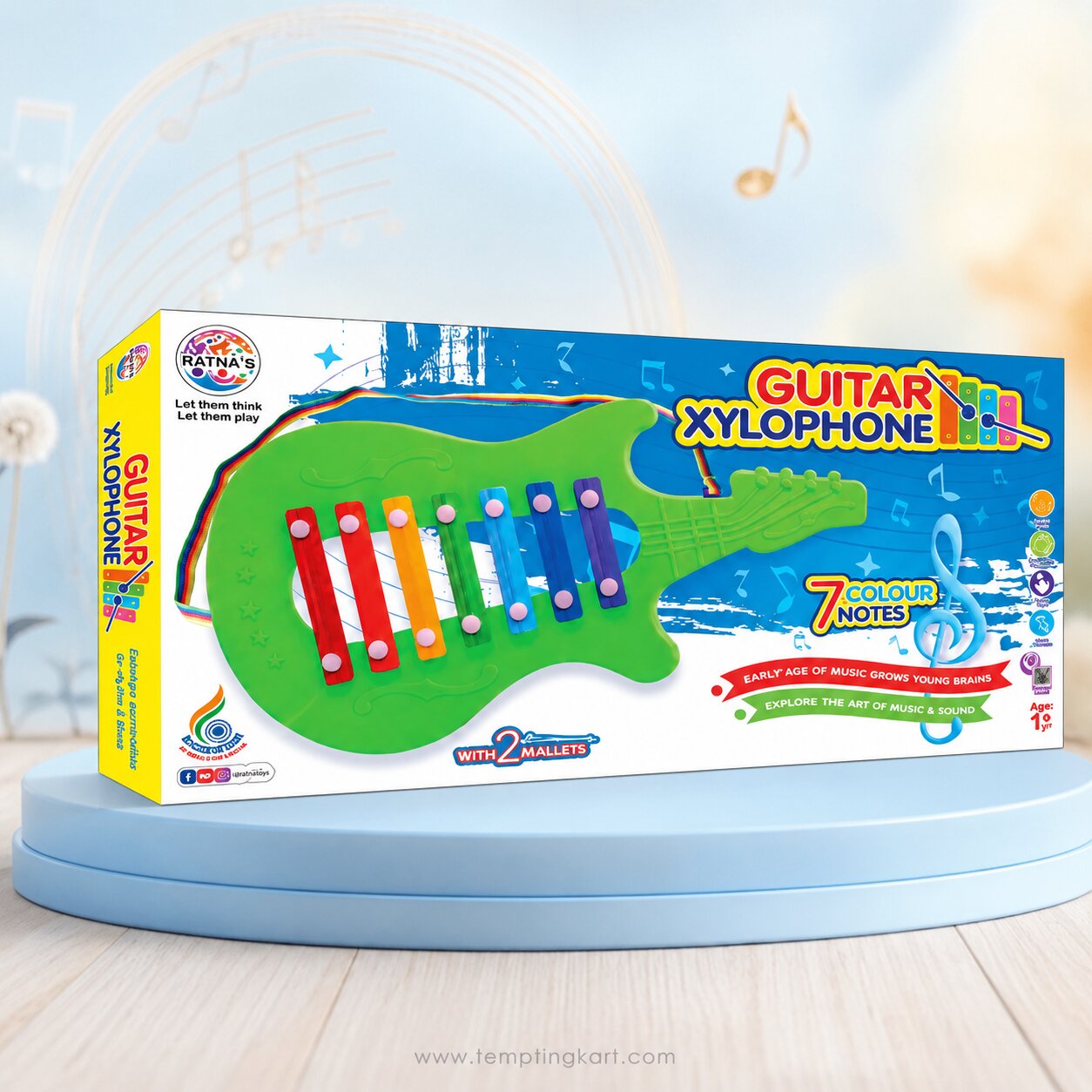 Kids Guitar Xylophone Musical Toy with 7 Color Notes & 2 Mallets – Educational Music Instrument for Children