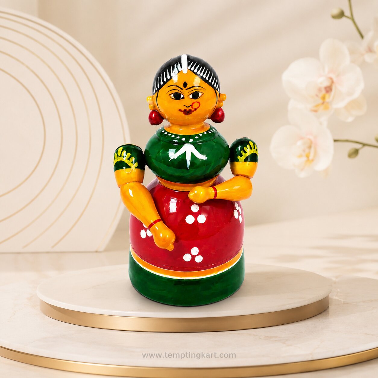 Lady Butta Bomma Doll | Handmade Channapatna Wooden Decorative Storage Doll | Channapatna Toys