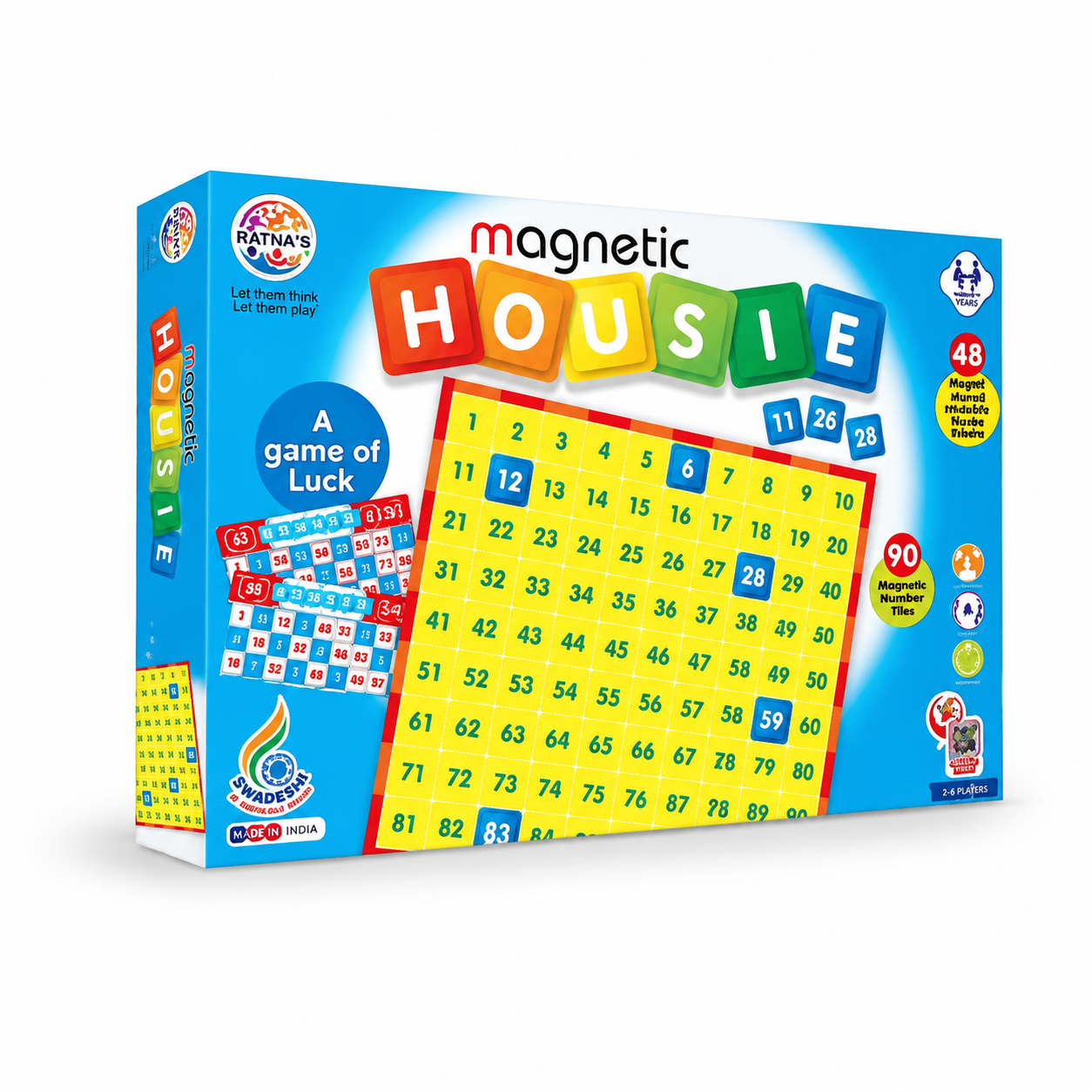 Magnetic Housie Board Game for Kids & Family | Educational Number Matching & Luck Game | 48 Magnetic Tiles