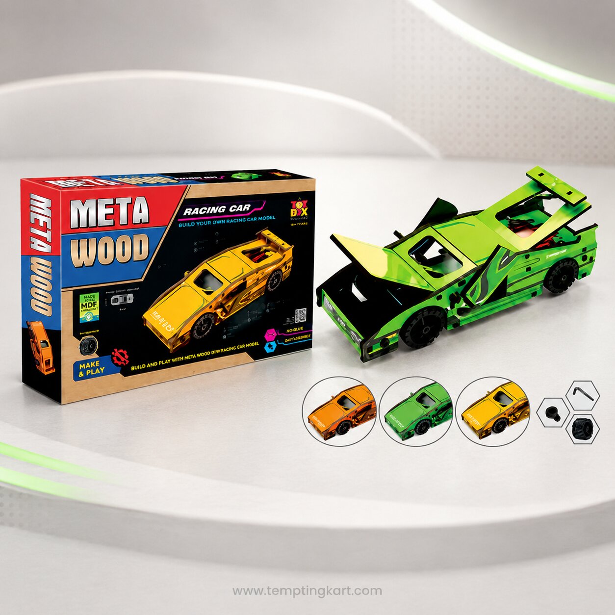 Meta Wood Racing Car DIY Assembly Toy Car for Kids | Creative MDF Puzzle Vehicle Model