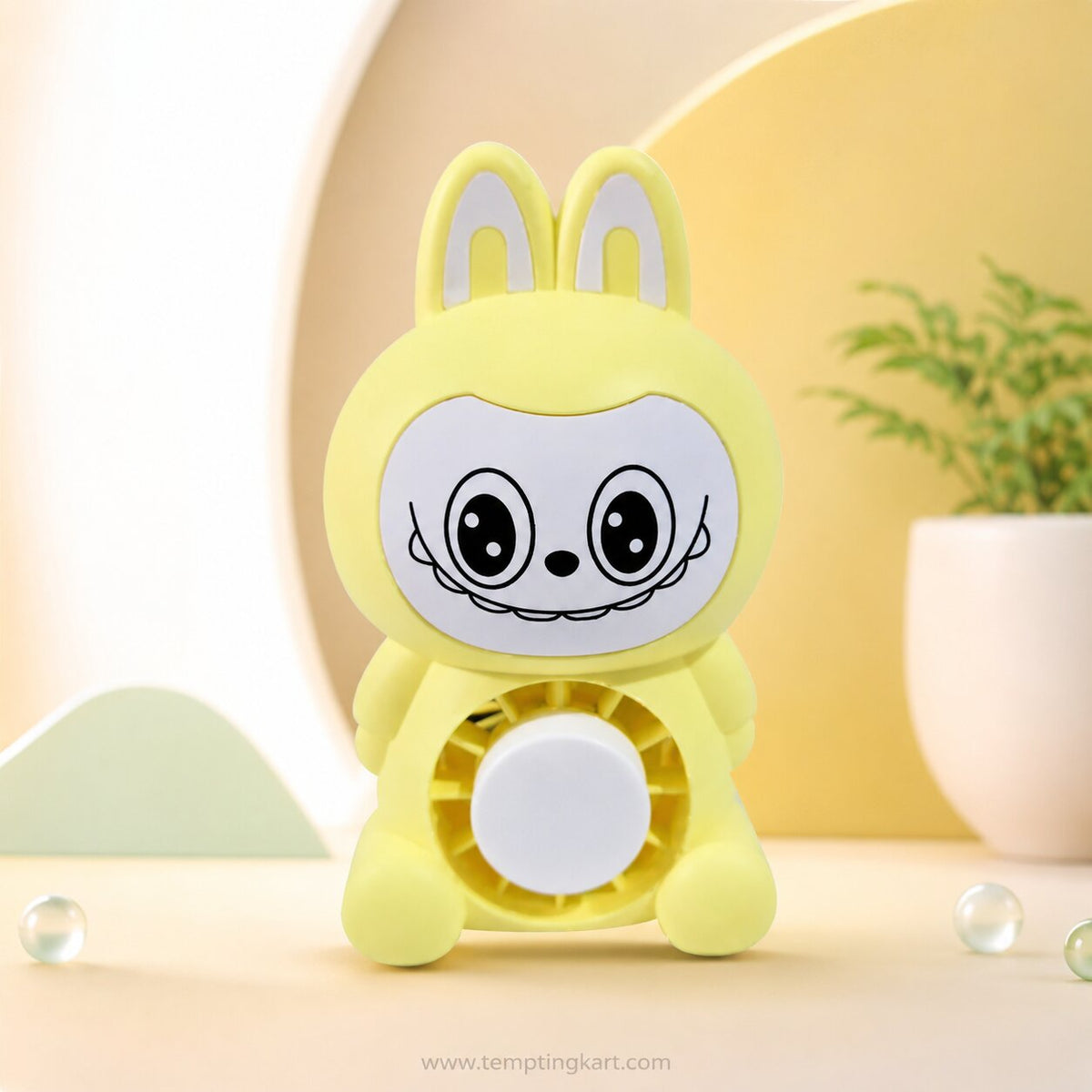 Mini Cartoon Rechargeable Desk Fan | Design with LED, USB Powered, Multicolor for Kids