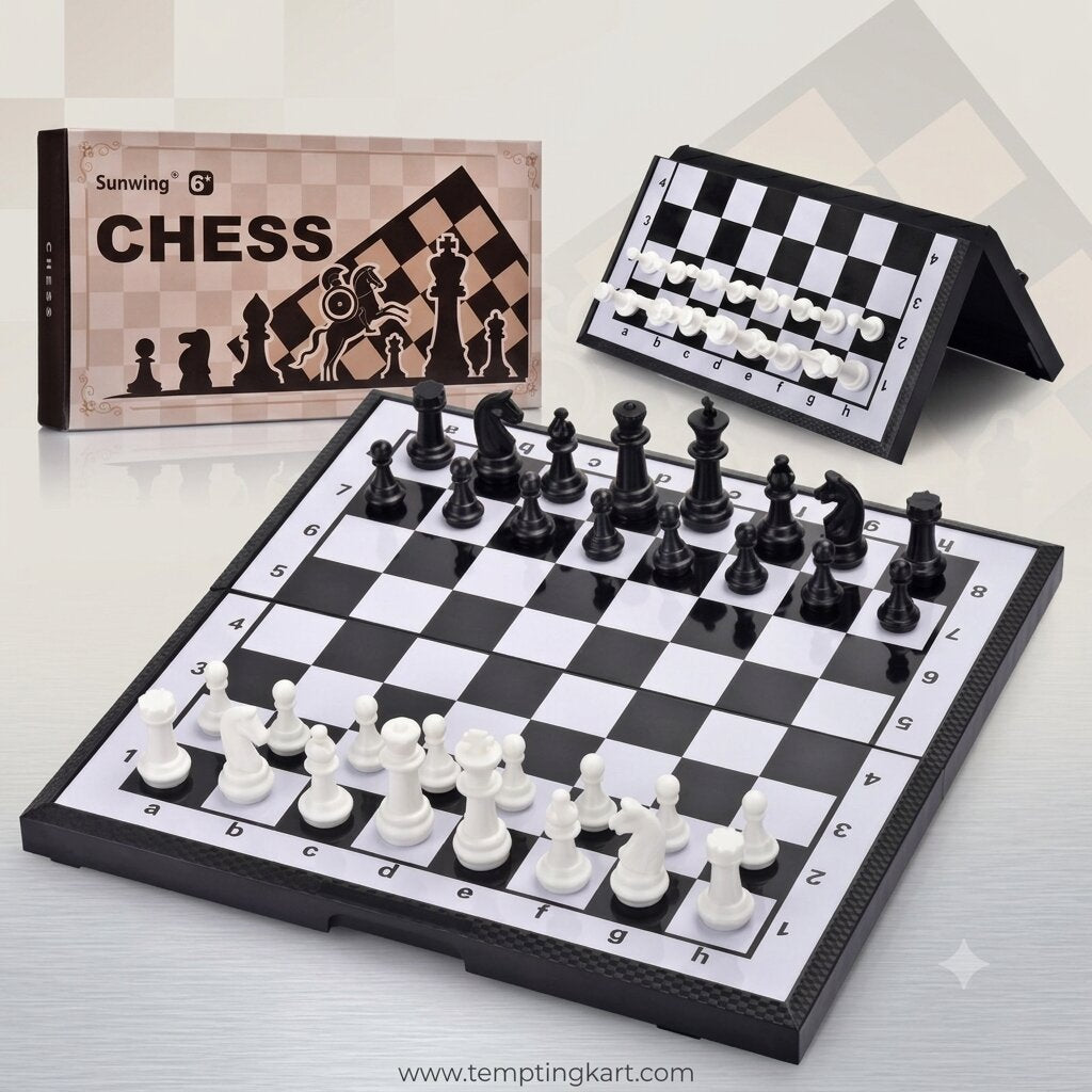 Mini Chess Set | Mini Magnetic Educational Travel Chess Set – Foldable Pocket Size