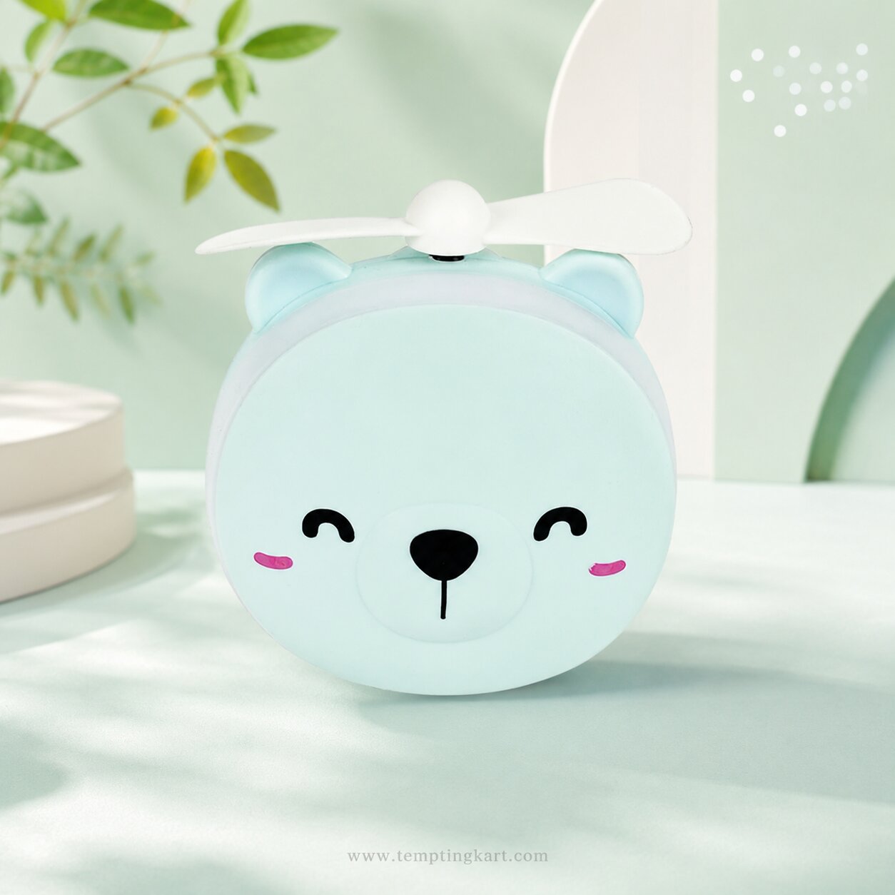 Mini Handheld Mirror with Fan and LED Light