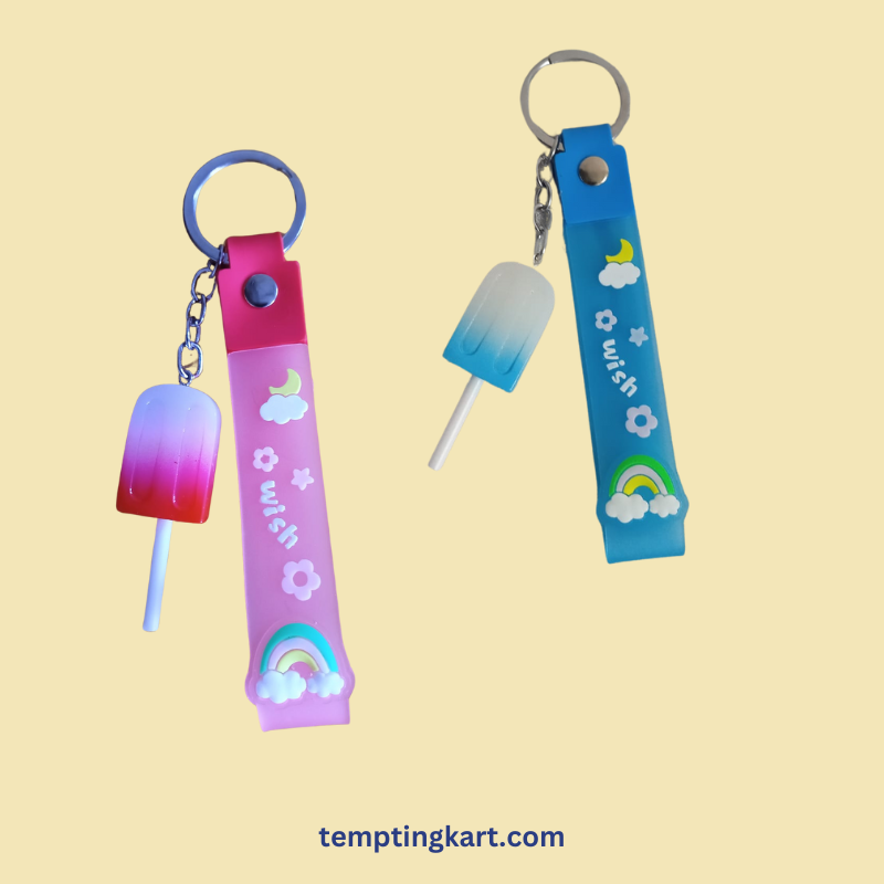 Popsicle Shape Soft Silicone Rubber Key Chain for Kids | Key Chains