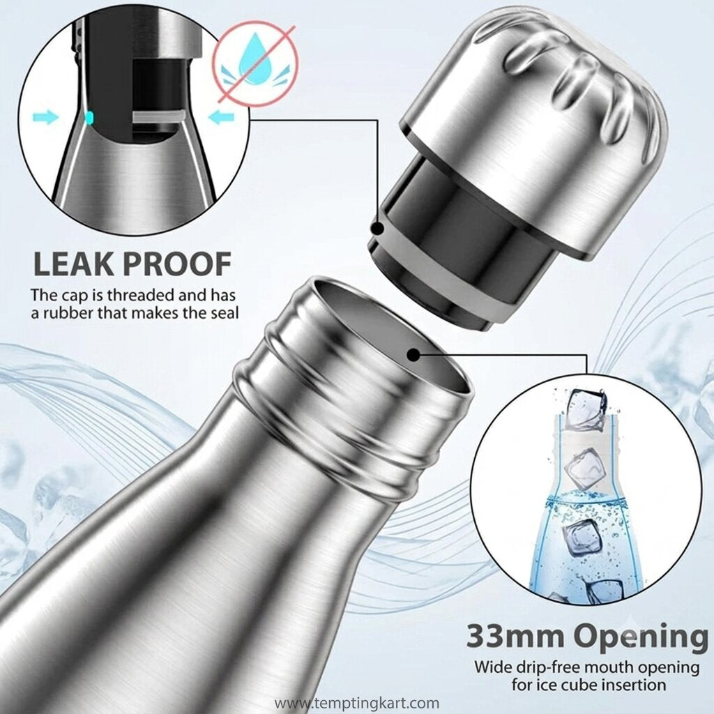 Premium Stainless Steel Water Bottle 900ml – Leakproof Insulated Metal Bottle