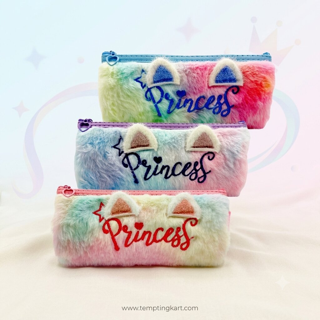Princess Pencil Pouch | Cute Pink Zipper Pouch for Girls