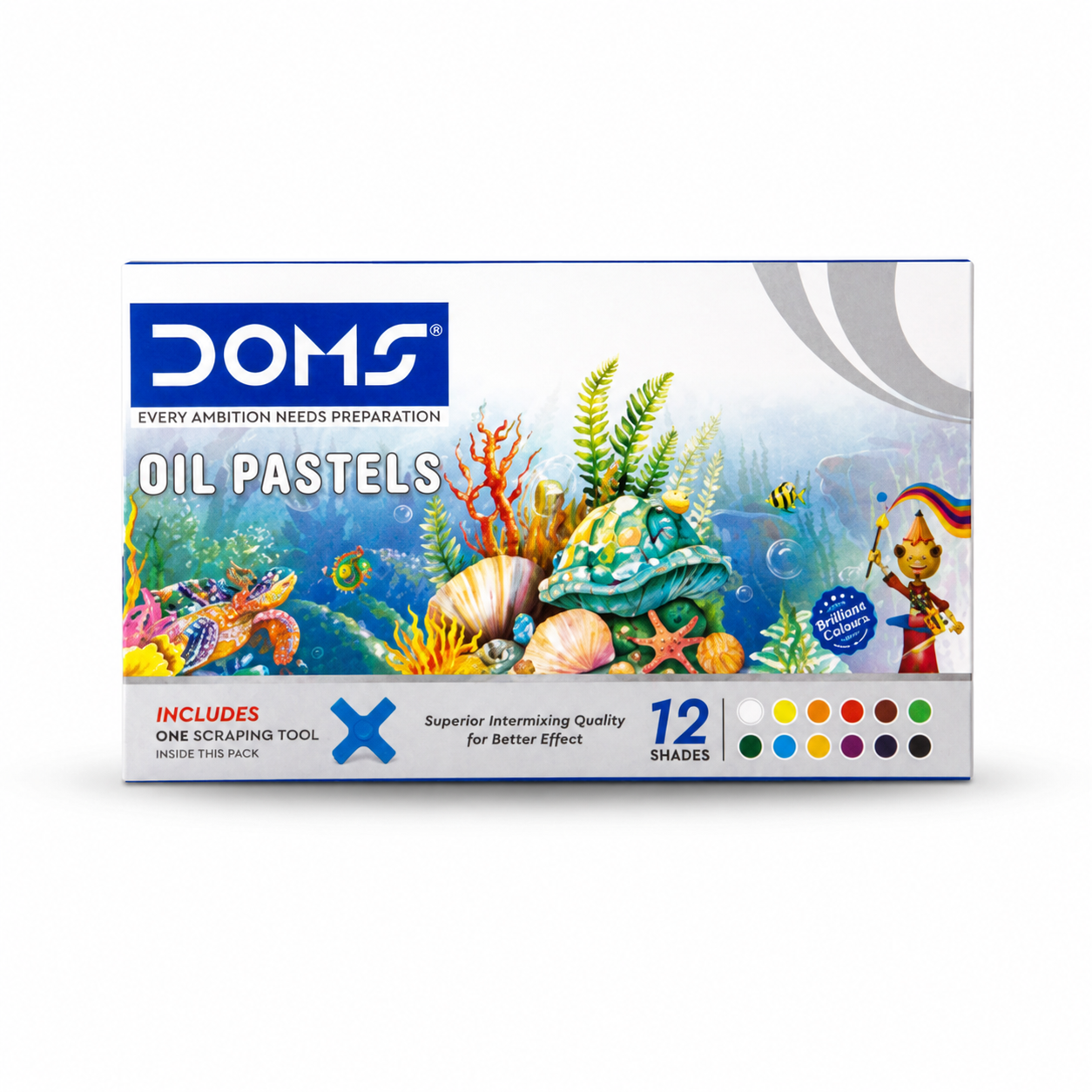 DOMS Oil Pastels 12 Shades Set with Scraping Tool | Smooth Coloring & Art Drawing Kit for Kids, Students & Artists