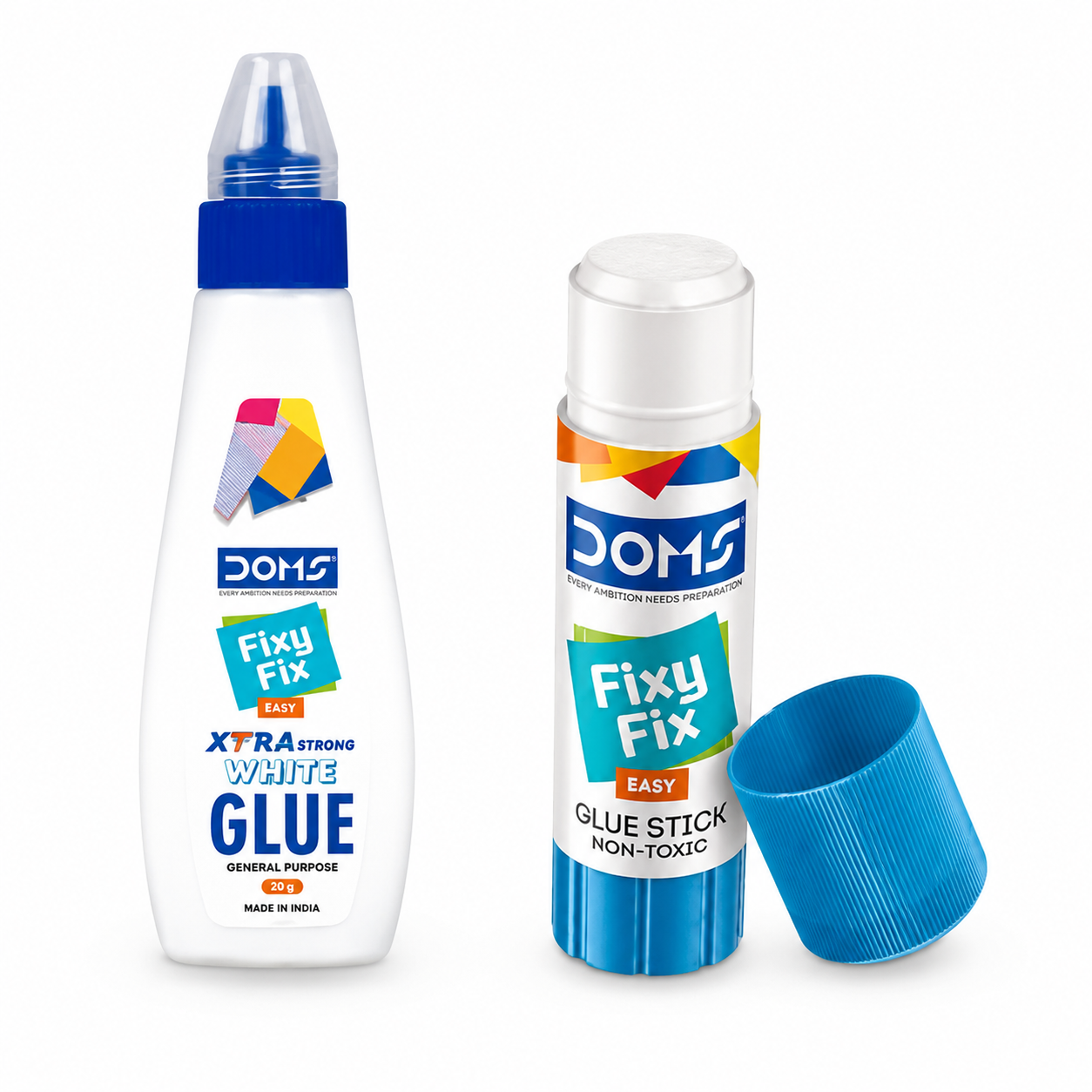 DOMS Fixy Fix White Glue & Glue Stick Combo Pack – Strong Adhesive, Fast Drying, Non-Toxic Craft and School Glue