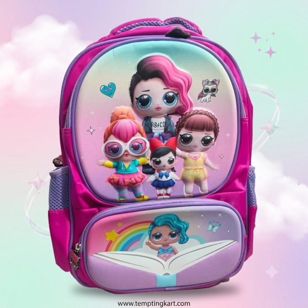 Stylish Pink LOL Dolls Kids | School Bag with Multi-Pocket Bag