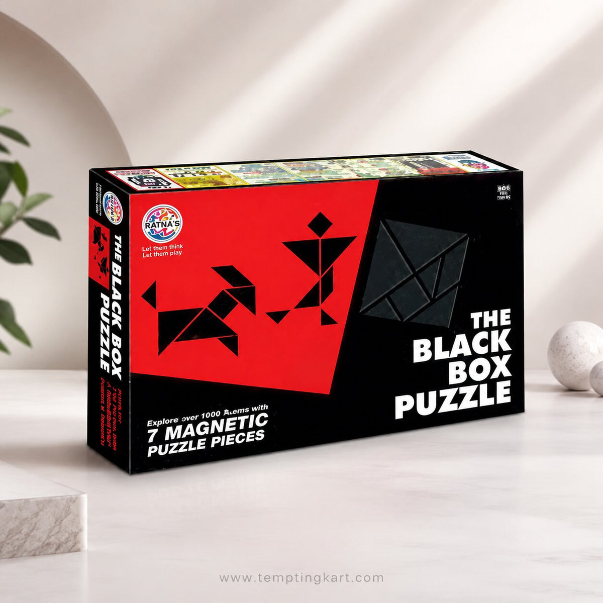 The Black Box Puzzle – Magnetic Tangram Brain Teaser Puzzle Game with 7 Magnetic Pieces for Kids & Adults