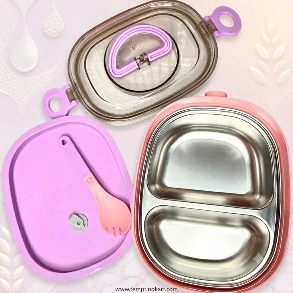 Unicorn 2-Compartment Stainless Steel Lunch Box with Fork – Leakproof School Bento Box for Kids