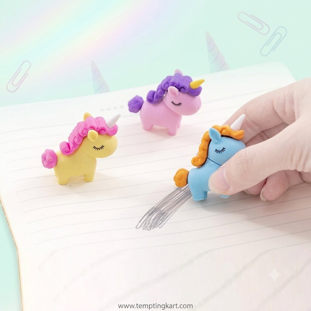 Unicorn 3D Erasers for Girls (Pack of 3)