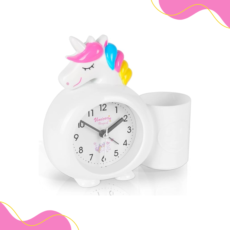 Unicorn Alarm Table Clock With Pen Stand