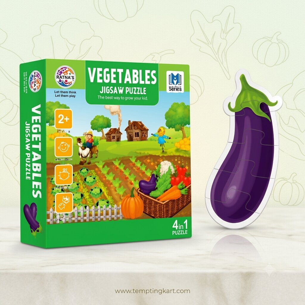 Vegetables Jigsaw Puzzle for Kids 2+ Years – Brinjal Shape Educational Learning Puzzle (5 Pieces)