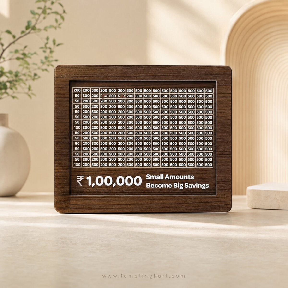 Wooden 1 Lakh Savings Challenge Money Box – Smart Money Saving Piggy Bank | Birthday Gift