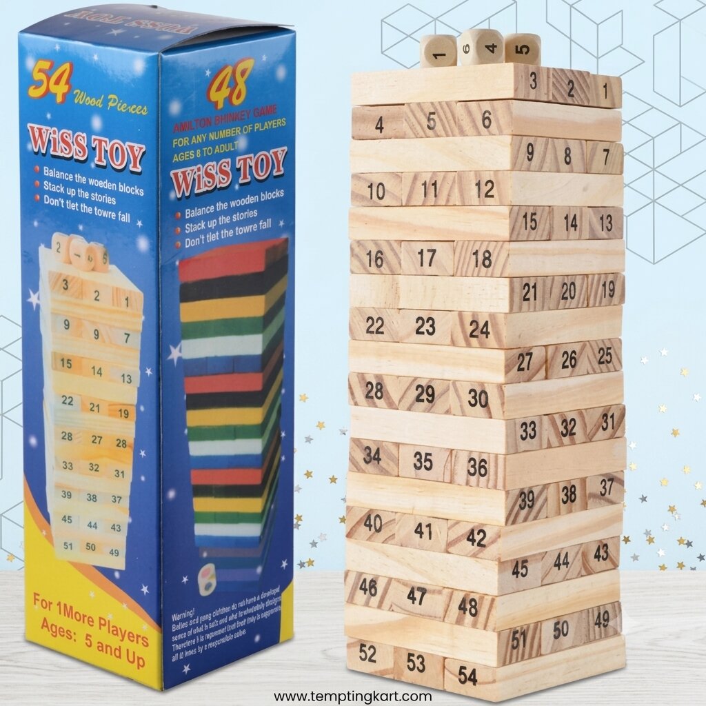 Wooden Building Blocks Toys – Brown, for Kids 4–6 Years