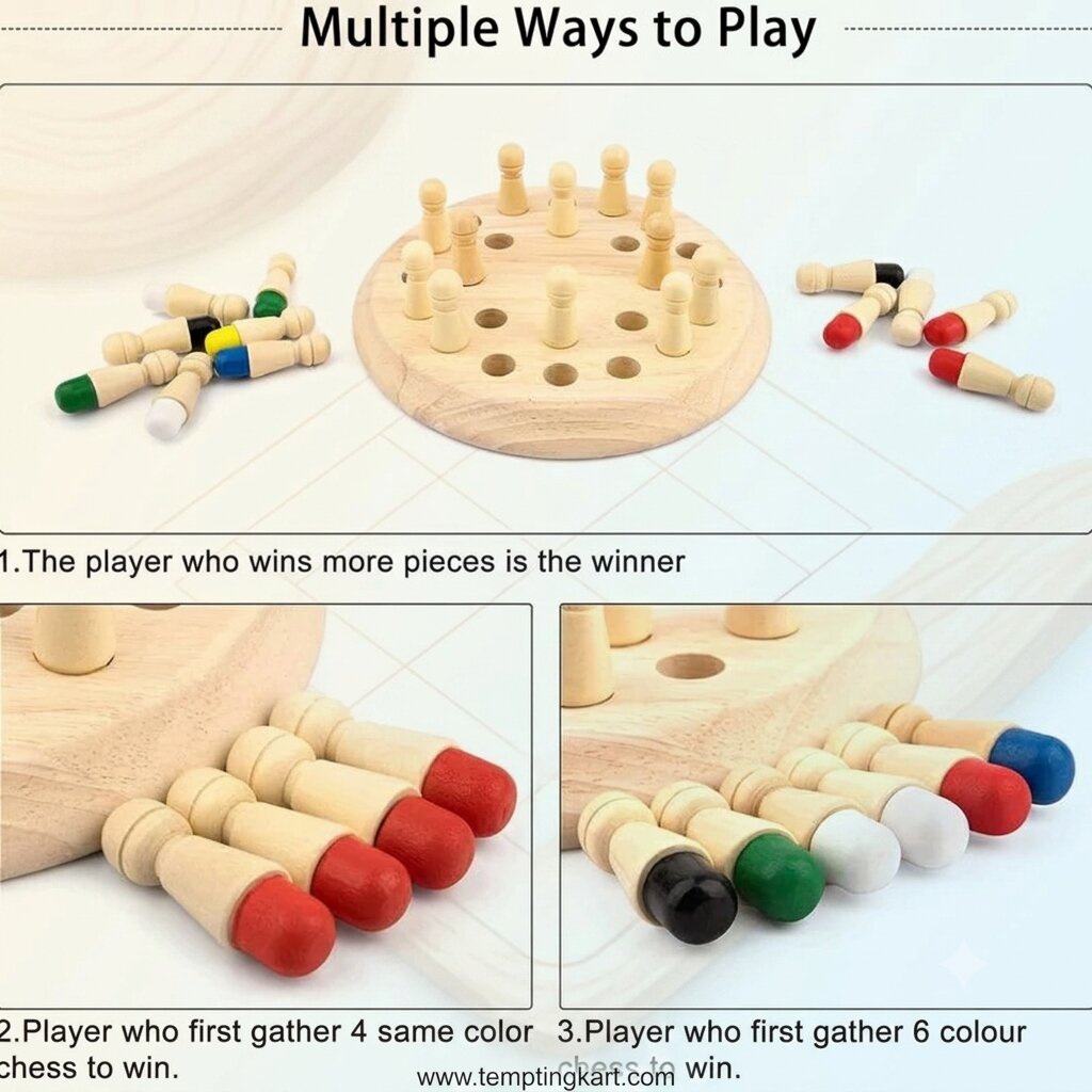 Wooden Memory Chess – Kids Matchstick Logic Game