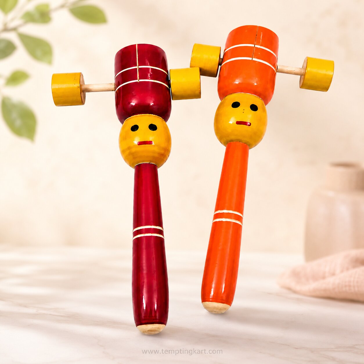 Wooden Rattle Bullet Tic Tic Toy | Handmade Wooden Toy | Channapatna Toys