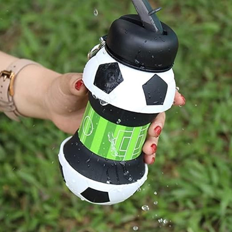 Adjustable Football Shape Kids Water Bottle with Sipper – Foldable Sports Bottle | Birthday Return Gift